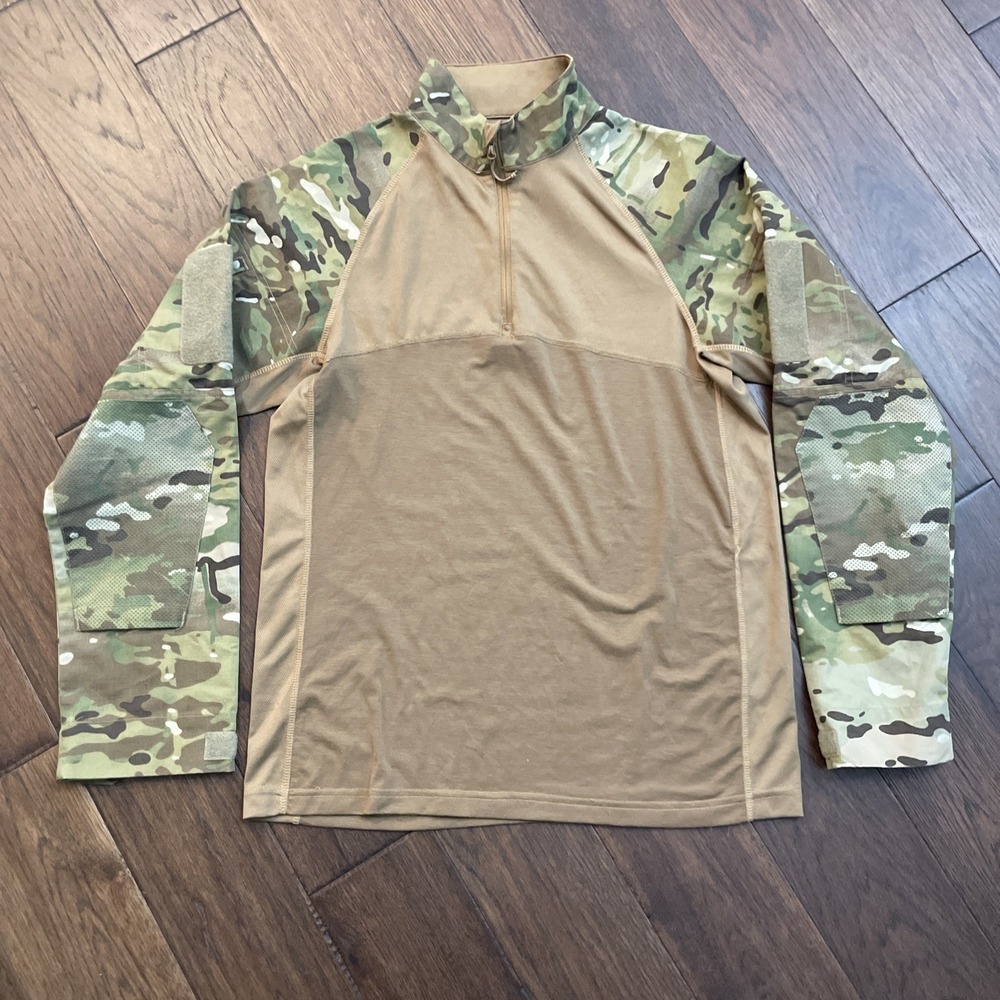 Condor Shirt Mens M Brown Camo 1/4 Zip Long Sleeve Combat Tactical Army